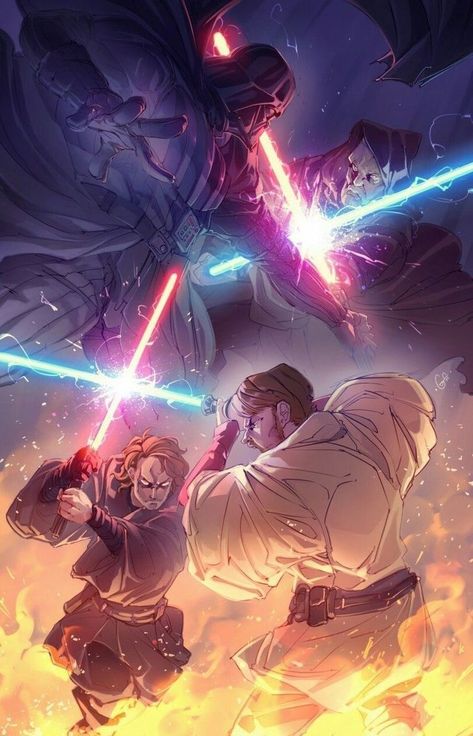 Fan art of Anakin Skywalker and Obi-wan Kenobi Anakin Vs Obi Wan, Anakin Vader, Star Wars Meme, Star Wars Background, Star Wars Models, Star Wars Drawings, Star Wars Character, Star Wars Wallpaper, Star Wars Artwork