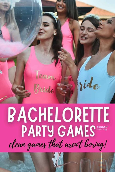 Planning a variety of fun games for a Bachelorette party can be a hard. Here you'll find some of the best bachelorette party games. Create a night to remember for the bride to be and her bride tribe! #FrugalCouponLiving Clean Bachelorette Party Games, Funny Bachelorette Games, Girls Night Out Games, Clean Bachelorette Party, Fun Bachelorette Party Games, Classroom Party Games, Girls Night Games, Bride Tribe Bachelorette, Pool Party Games