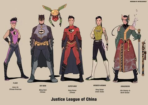 Justice League China Justice League Redesign, Dc Comics Wallpaper, Dc Comics Heroes, Univers Dc, Super Hero Outfits, Dc Comic Books, The Justice League, Dc Comics Superheroes, Arte Dc Comics