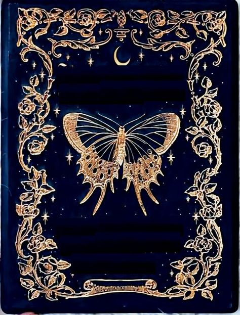 Celestial Book Cover, Handy Aesthetic, Butterfly Book, Aesthetic Writing, Room Box Miniatures, Butterfly Books, Angel Books, Book Spine, Page Borders