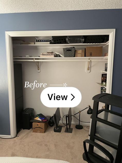 Lemon8 · Converted This Closet Into A… · @Ashleighbelle Turning Closet Into Entertainment Center, Convert Closet To Library, Turn Closet Into Bookshelves, Boys Closet Ideas, Front Hall Closet Makeover, Closet With Tv In The Middle, Small Closet Inspiration, Closet Repurpose Ideas, Old Closet Makeover