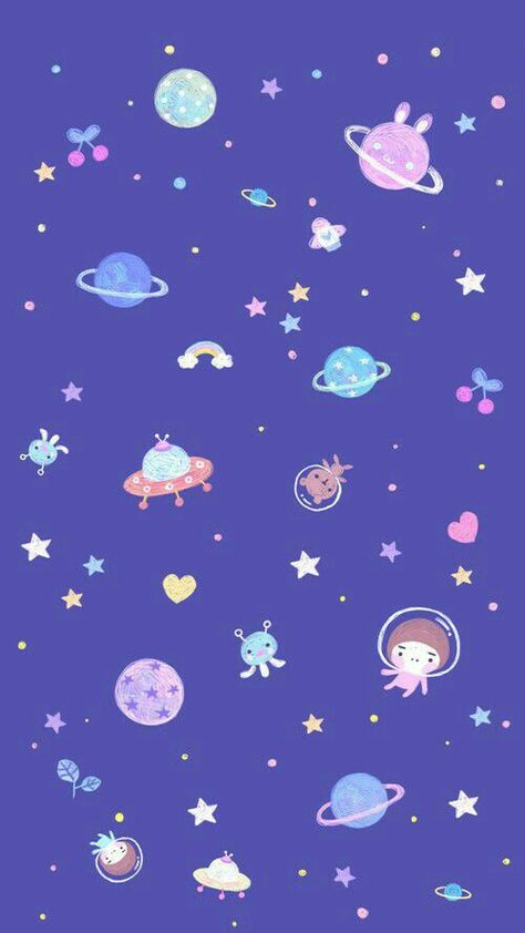 Kawaii Space, Planets And Stars, Space Wallpaper, Wallpaper Tumblr, Wallpaper Space, Pastel Wallpaper, Kawaii Wallpaper, Cute Backgrounds, Purple Wallpaper