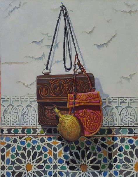 Sacoche de Karkouri - VOSARTISTES.COM Moroccan Art Painting, Moroccan Painting, Morocco Art, Art Marocain, Moroccan Aesthetic, Pink Planner, Moroccan Culture, Moroccan Art, Sunflower Wallpaper