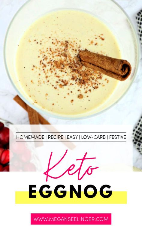 There is no reason you should have to miss out on this holiday's favorite treats just because you want to stay healthy? This easy homemade recipe for creamy Keto eggnog is low-carb and sugar free. It tastes just like store bought egg nog or maybe better! #eggnog #healthyeggnog #keto Keto Egg Whites Recipes, Low Carb Egg Nog, Keto Egg Nog Recipe Homemade, Healthy Egg Nog, Carnivore Eggnog, Egg Nogg Recipe, Keto Egg Nog, Egg Nogg, Keto Eggnog