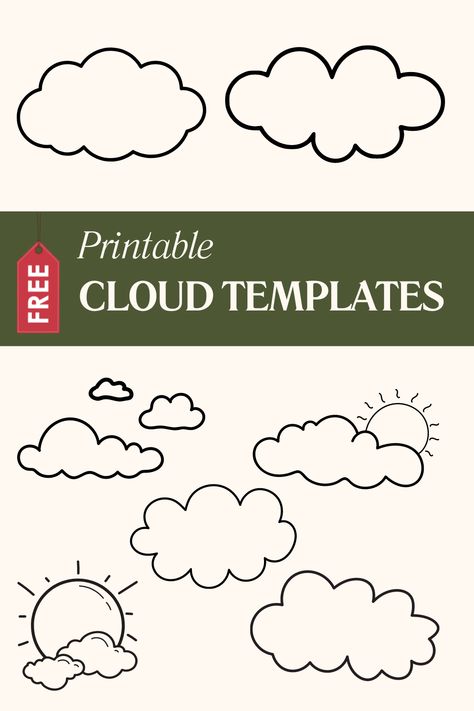 Printable Cloud Templates Cloud Template, Cloud Shape, Cloud Shapes, Hey There, Creative Kids, Coloring Pages For Kids, Template Printable, Free Printable, Free Printables