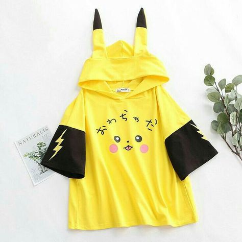 Pikachu Clothes, Pikachu Ears, Pokemon Fashion, Kawaii Pokemon, Pokemon Clothes, Printed Hoodies Sweatshirts, Anime Inspired Outfits, Pokemon Pikachu, Kawaii Fashion Outfits