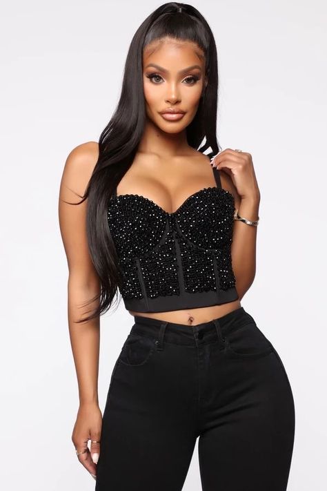 Corset Black, Party Outfits Night, Super Fly, Going Out Looks, Black Bustier, Fashion Nova Outfits, Doll Wardrobe, Foto Poses, Stage Costume