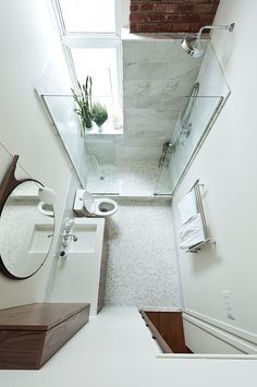 Small Shower Room Layout, Design Interior Baie, Makeover Kamar Mandi, Small Shower Room, Restroom Renovation, Narrow Bathroom, Bilik Air, Tiny Bathrooms, Decor Baie