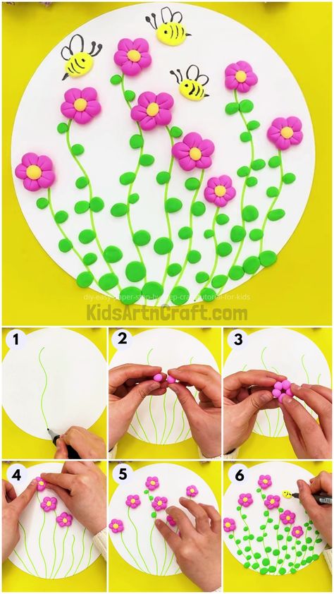 Clay Art For Kids Easy, Easy Clay Models, Flower Drawing For Kids, Artwork Tutorial, Clay Art For Kids, Diy Crafts For School, Artwork Easy, Clay Crafts For Kids, Art Activities For Toddlers