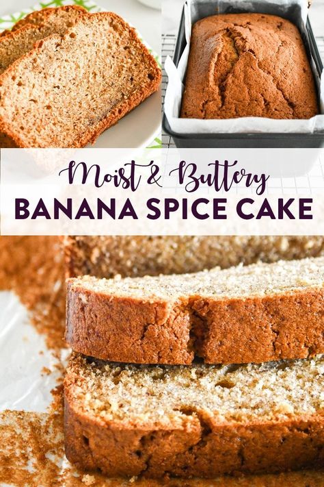 Banana Spice Cake - Best Spiced & Buttery Banana Flavours! | Foodelicacy Spice Cake Recipes Boxed, Banana Spice Cake, Chicken Tunnels, Banana Treats, Spice Cake Recipes, Spice Cake Mix, Recipes Sweet, Chocolate Banana Bread, Best Banana Bread