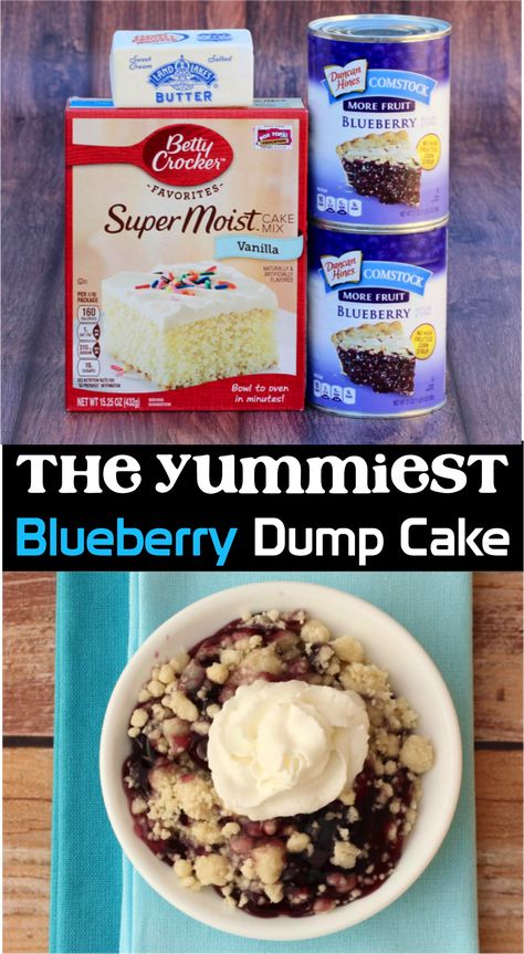 Dump Cake Blueberry, Dump Cake Recipes Blueberry, Blueberry Cobbler Dump Cake, Blueberry Dump Cake, Easy Cobbler, Blueberry Dump Cake Recipes, Blueberry Dump Cakes, 3 Ingredient Desserts, Dump Cake Recipe