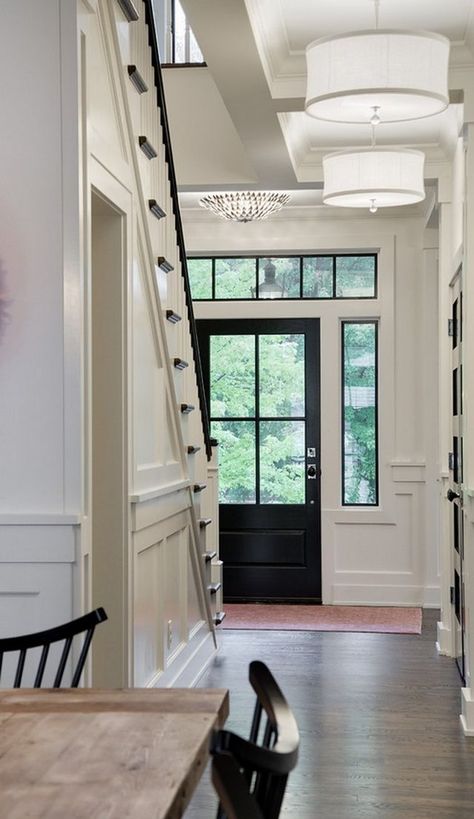 Interior Design Ideas Black Front Door Interior, Front Door With Windows, Paint Doors Interior, Black Entry Doors, Front Door Modern, Phoenixville Pa, Interior Front Door, Door Ways, Front Door Inspiration