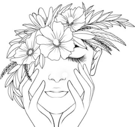 Head With Flowers Coming Out Drawing, Face With Flowers, Wrist Tattoo Ideas, Wrist Tattoo Designs, Magic Runes, Girl Face Drawing, Doodle Art Flowers, Pencil Sketch Drawing, Minimalist Tattoos