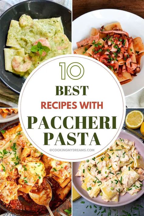 10 BEST Recipes with Paccheri Pasta Pasta With Pancetta Creamy, Sacchetti Pasta Recipe, Pasta Recipes Fancy, Stuffed Paccheri Pasta Recipes, Paccheri Rigati Recipe, Paccheri Pasta Recipes, Pancetta Pasta, Frugal Food, Smoked Sausage Recipes