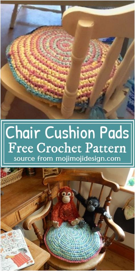 Chair Cushion Pads Crochet Pattern #freecrochetpattern #crochetpad #freecrochetchairpad #freecrochetchairpadpattern Chair Pads Diy How To Make, Crochet Chair Pads Free Pattern, Crochet Chair Pad, Crochet Seat Cushion, Crochet Chair Back Patterns Free, Chair Pad Crochet Patterns, Crochet Chair Cushion Free Pattern, Crochet Seat Covers Chair Cushions, Crochet Chair Cushion