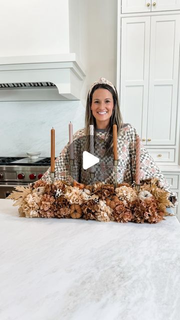 Ashley Savage | Creator | Atlanta, GA on Instagram: "🍂Fall Pool Noodle Centerpiece🍂 comment SHOP to get the details to this fall DIY! I have been working on getting all of my fall/halloween decor out this weekend including a few fun fall projects like this pool noodle diy! It was so easy to make and looks so pretty on my kitchen island! 
•
•
•
#fallcenterpiece #falldiy #falldiydecor #falldecorations #falldecoratingideas #falloween #falldecor #ltkseasonal #ltkhome #diyhomedecor #fallcrafts" Fall Table Garland Ideas, Pool Noodle Fall Decor, Fall Island Centerpiece Ideas, Pool Noodle Centerpiece Ideas, Pool Noodle Centerpiece, Autumn Centerpieces For Table, Kitchen Island Fall Decor, Pool Noodle Diy, Fall Kitchen Island Decor