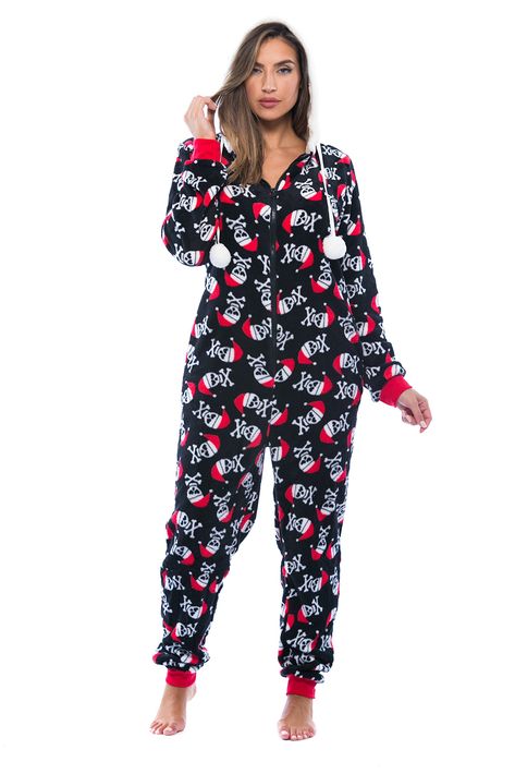 Just Love Adult Onesie Pajamas *** Want additional info? Click on the image. (This is an Amazon affiliate link) #holidayoutfitsdresses Adult Onesie Pajamas, Xmas Pajamas, One Piece Clothing, Black Santa, Onesie Pajamas, One Piece Pajamas, One Piece For Women, Winter Holiday, Fun Prints