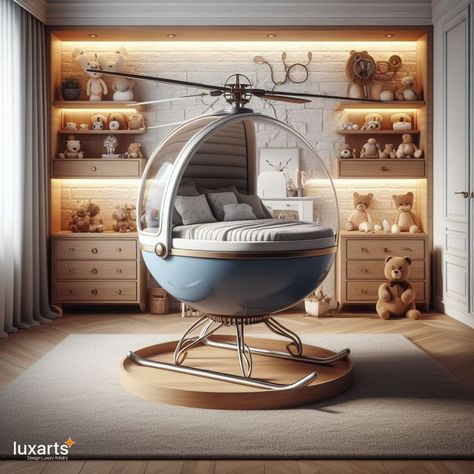 Helicopter Themed Baby Cribs 🚁👶🌈 #helicoptercrib #aviatorbaby #dreamylandings Introducing the Helicopter Crib – where dreams take flight right from the start! Crafted with whimsy and safety in mind, this crib is inspired by the thrill of helicopter adventures. The rotor-shaped crib railings and aviation-themed details create a dreamy atmosphere for your little aviator. Elevate your nursery with this unique blend of imagination and functionality, ensuring your baby's sleep is as peaceful as a ... Unique Baby Cribs, Metal Crib, Up In The Clouds, In The Clouds, Furniture Maker, Baby Cribs, Boy Nursery, The Clouds, Baby Sleep