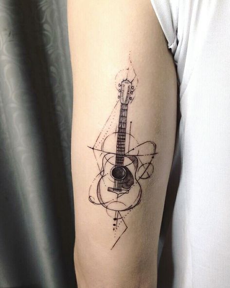 Guitar And Microphone Tattoo, Ukulele Tattoo, Collar Bone Tattoo For Men, Lion Shoulder Tattoo, Guitar Tattoo Design, Tattoos For Dad Memorial, Music Notes Tattoo, Cursive Tattoos, Guitar Tattoo