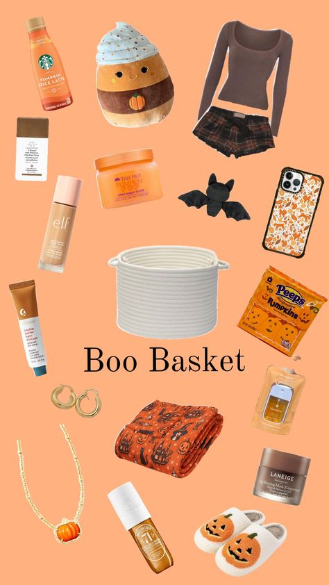 Boo Basket idea 👻 Boo Basket For Teen Daughter, Fall Basket Ideas, Boo Basket Ideas, Boo Baskets, Halloween Gift Baskets, Boo Basket, Pumpkin Butter, Balm Dotcom, Halloween Boo