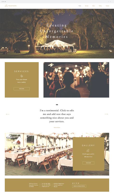 Event Planners Website Template | Wedding Website Design Check more at https://weddingdream.me/52-ideas-for-wedding-planner-business-event-planning/2 Event Planner Website, Event Planning Website, Wedding Website Design, Event Planning Template, Wix Website Templates, Event Website, Wix Templates, Webdesign Inspiration, Business Website Design