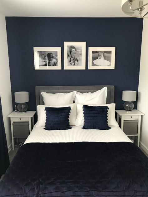 Blue Bedroom Colors, Blue And White Bedroom, Blue Bedroom Walls, Blue Bedroom Design, Bedroom Ideas For Couples, Blue Bedroom Decor, Bedroom Decor For Couples, Dekorasi Kamar Tidur, Small Bedroom Decor