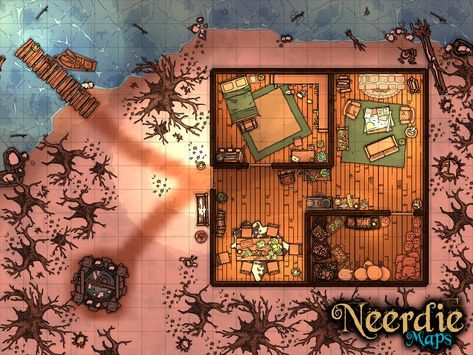 Cabin Battlemap, Icewind Dale, Forest Cabin, Winter Cabin, Winter Forest, Cabin, Forest, Deviantart, Art