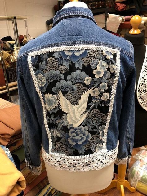 Denim Upcyclers | Can I do it or this will be very hard for beginners | Facebook Remake Clothes, Customised Denim Jacket, Upcycled Denim Jacket, Diy Denim Jacket, Denim Crafts Diy, Embellished Denim Jacket, Diy Jacket, Denim Ideas, Altered Couture