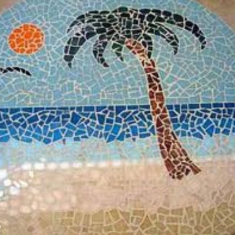 Beach Mosaic Easy Mosaic, Tree Mosaic, Tile Artwork, Palm Tree Pattern, Mosaic Kits, Palm Trees Beach, Mosaic Murals, Mosaic Pictures, Mosaic Tile Art