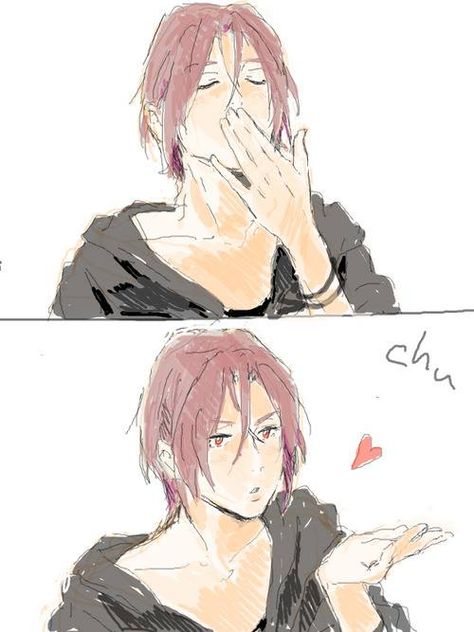 Free! Iwatobi Swim Club -Rin Matsuoka Kiss Pose, Free! Rin, Kissing Drawing, Swimming Anime, Rin Matsuoka, Blowing Kisses, Free Eternal Summer, Splash Free, Free Iwatobi Swim Club