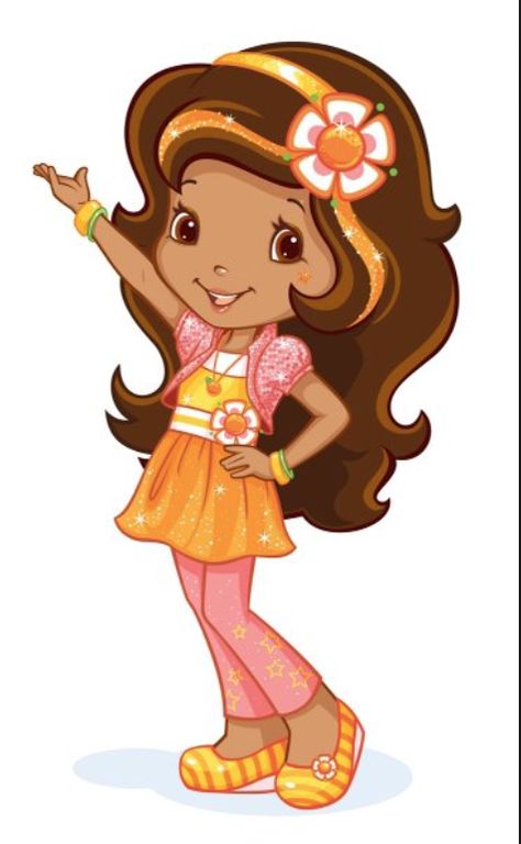 Cartoon Girl, A Cartoon, Orange Blossom, Strawberry Shortcake, Brown Hair, Blossom, Orange, Hair