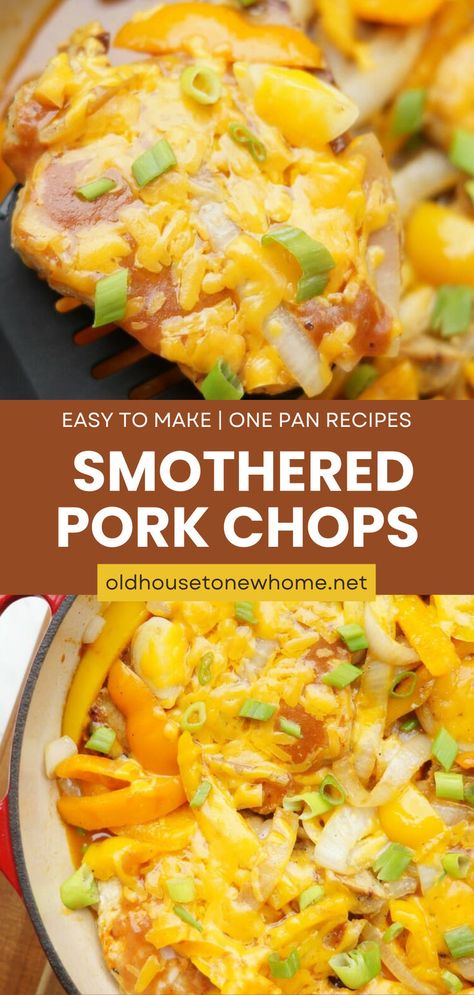 These One Pan Smothered Pork Chops may just be the best pork chop dinner recipe you have ever had! Smother Pork Chops, Smothered Pork Chops Recipe, Smothered Pork, Pork Chop Dinner, Smothered Pork Chops, Chops Recipe, Pan Recipes, One Pan Meals, Pork Chop