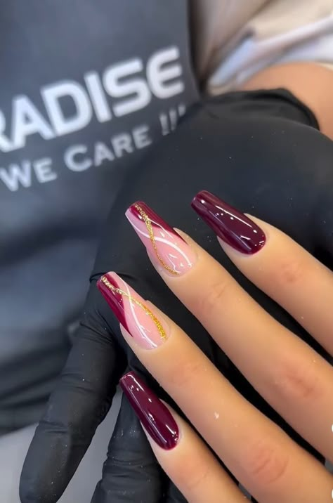 Burgundy Acrylic Nails, Soya Mumu, Simple Gel Nails, Girly Acrylic Nails, Work Nails, Classy Acrylic Nails, Pink Acrylic Nails, Fire Nails, Classy Nails