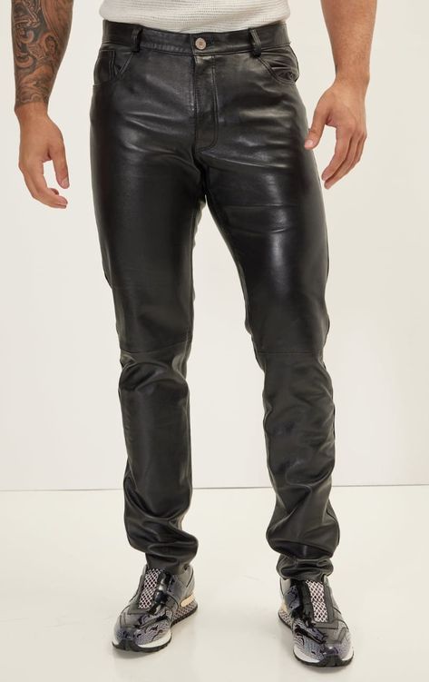 Leather Pants Black, Motorcycle Jeans, Mens Leather Pants, Zipper Jeans, Black Leather Pants, Leather Shirt, Classic Jeans, Leather Trousers, Mens Leather