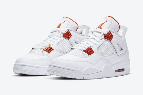 Official Photos of the Air Jordan 4 “Orange Metallic” Jordan 4 Metallic Red, Jordan 4 Retro Metallic, Jordan 4 Red, Basketball Shoes For Men, Jordans Shoes, Jordan Retro 4, Red Jordans, Fav Shoes, Dr Shoes