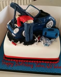 Car Mechanic Birthday Cake, Cakes For Mechanics, Mechanics Birthday Cake, Mechanic Cake, Car Cakes For Men, Mechanics Birthday, Fondant Torte, Fondant Recipe, Truck Cakes