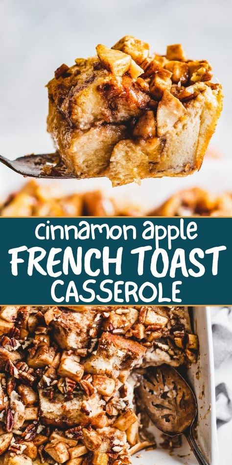 This toasty Apple French Toast Casserole is packed with sweet Fall flavors and is the ultimate breakfast treat, made with buttery brioche, creamy custard, and crispy apples. Perfect for serving a crowd! Apple Cinnamon French Toast, Apple French Toast Bake, Apple French Toast Casserole, Cinnamon French Toast Bake, Apple French Toast, French Bread French Toast, Brioche French Toast, Apple Breakfast, French Toast Casserole Recipes