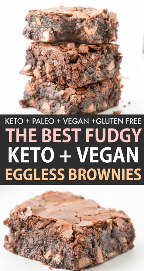 Eggless Brownies, Almond Flour Brownies, Low Carb Brownies, Keto Vegan, Keto Chocolate Chips, Brownie Ingredients, Almond Flour Recipes, Keto Brownies, Paleo Vegan