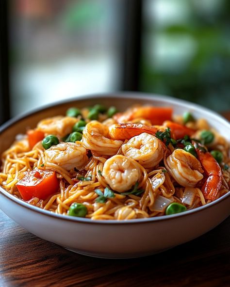 "WOULD YOU EAT THIS TREMENDOUS 🍜 Filipino Pancit Bihon 🍤? 🌟 Bring a taste of the Philippines to your kitchen—quick, healthy, and perfect for any weekday dinner rush! 🍽️ Ingredients 🍽️ - 1 tablespoon oyster sauce - 1 cup cooked chicken breast, shredded - 1 teaspoon fish sauce (optional) - 1 small onion, thinly sliced - 1/2 cup shrimp, peeled and deveined - 2 tablespoons vegetable oil - 1/2 teaspoon salt (to taste) - 1/2 cup snow peas, trimmed - 1 cup chicken broth - 1 carrot, julienned - 3 c... Filipino Pancit, Pancit Bihon, Philippines Food, Weekday Dinner, Summer Meals, Food Fantasy, Healthy Food Dishes, Snow Peas, Cooked Chicken