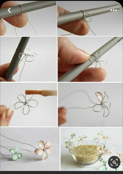 Floral Wire Crafts Diy, Nail Polish Flowers, Copper Wire Crafts, Nail Polish Crafts, Wire Art Sculpture, Resin Crafts Tutorial, Wire Diy, Wire Flowers, Floral Craft