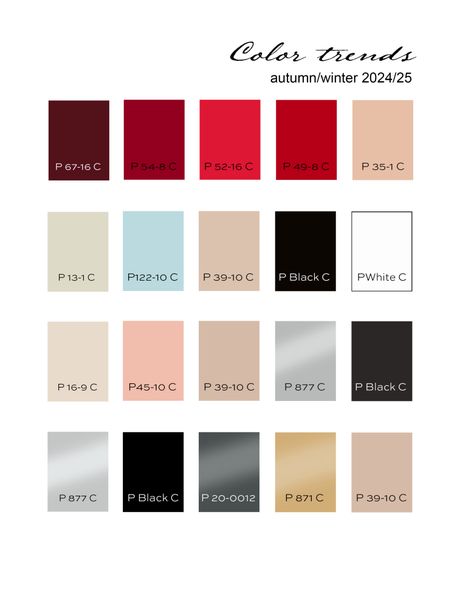 AUTUMN/WINTER 2024-2025 TREND REPORT - International Apparel Journal Passion Work, Fall Winter Trends, Color Trends Fashion, Fall Color Palette, Trend Report, Winter Trends, Winter Colors, Winter 2024, Color Pallets