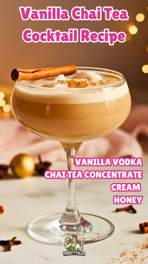 Indulge in the warm, comforting flavors of our Vanilla Chai Tea Cocktail 
recipe! This cozy drink combines the aromatic spices of chai with a 
delightful twist, perfect for fall gatherings. Discover how to make a 
Spiced Vanilla Chai Drink, or elevate your evening with a Vanilla Chai 
Vodka Cocktail. For whiskey lovers, try our Vanilla Chai Whiskey Drink, or 
enjoy a festive Fall Chai Tea Cocktail. Don’t miss out on the creamy Chai 
Tea Latte Cocktail Recipe or the spiked Vanilla Chai with Rum. Chai Tea Cocktail Recipes, Chai Tea Cocktail, Chai Martini, Chai Cocktail, Tea Cocktail Recipes, Cocktails For A Crowd, Vanilla Chai Tea, Tea Cocktail, Iced Chai