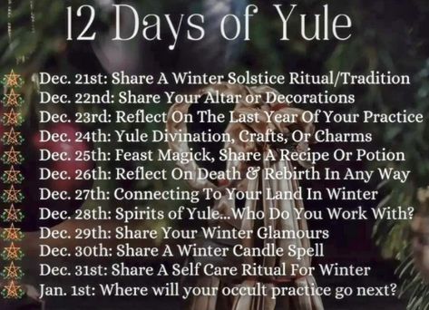 12 Days Of Yule Rituals, 12 Days Of Yule Traditions, The 12 Days Of Yule, Yule Shadow Work, 12 Nights Of Yule Pagan, Yule 12 Days, How To Celebrate The 12 Days Of Yule, 12 Nights Of Yule Winter Solstice, Winter Solstice Spiritual Meaning