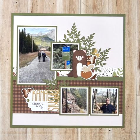 Outdoor Scrapbook Layouts, Woods Scrapbook Layouts, Mountain Scrapbook Layouts, Hiking Scrapbook, Adventure Book Scrapbook, Hike Scrapbook Page, Hiking Scrapbook Layouts, Scrapbooking Hiking Layouts, Book Scrapbook