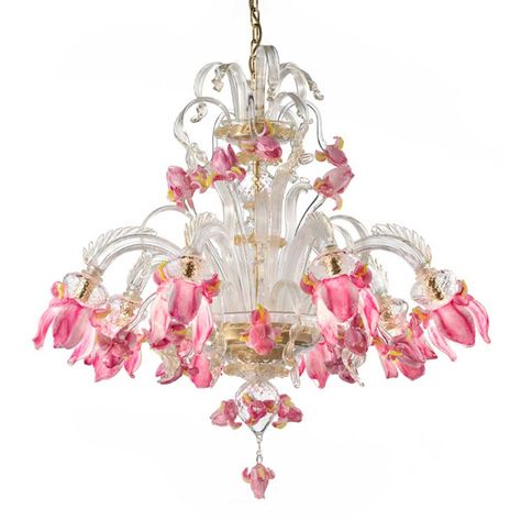 Venice Glass, Glass Chandeliers, Flower Chandelier, Murano Chandelier, Floral Chandelier, Light Pink Flowers, Italian Chandelier, Deco Luminaire, Murano Glass Chandelier