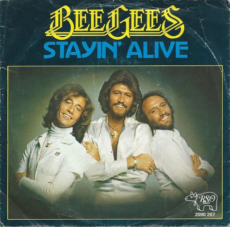 Bee Gees- Stayin' Alive (Vinyl,7'') Lou Bega, I Started A Joke, Finish The Lyrics, The Bee Gees, Aleister Crowley, Barry Gibb, Night Fever, Music Album Covers, Ziggy Stardust