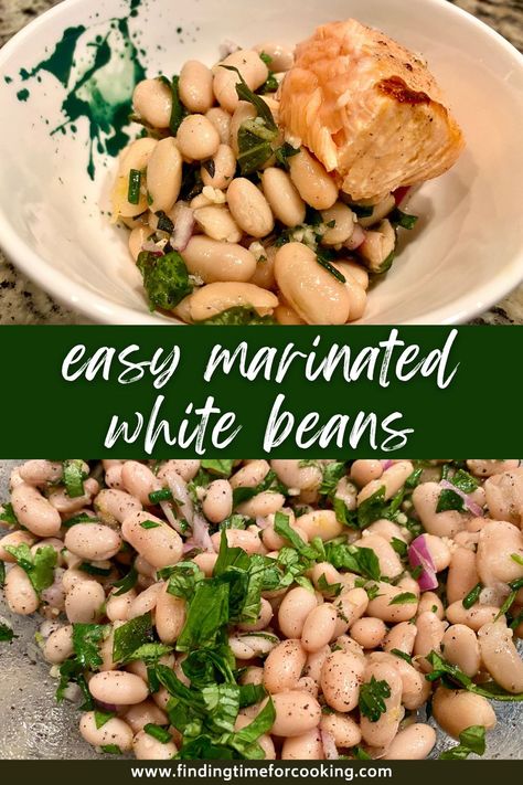 Marinated White Beans Recipe, Marinated Cannellini Beans, Marinated White Bean Salad, Navy Bean Recipes Vegetarian, Marinated White Beans, Cannillie Beans Recipes, Canneli Bean Recipes, Marinated Beans, Navy Bean Recipes