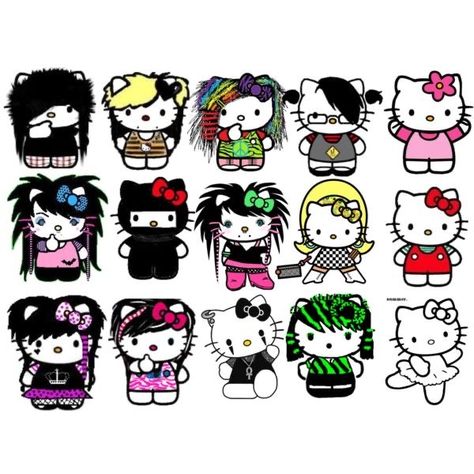 Hello Kitty Stickers, Images Hello Kitty, Scene Core, Scene Drawing, Hello Kitty Aesthetic, Emo Art, Kitty Drawing, Hello Kitty Drawing, Hello Kitty Art