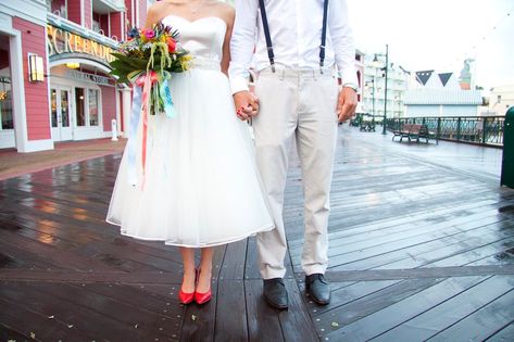 Vintage inspired elopement at Disney's Boardwalk at Walt Disney World in Orlando, Florida featured on Popsugar. ©️ Degrees North Images. Disney wedding, Disney elopement, Disney wedding ideas, Disney Memories wedding, Disney Escape wedding, Disney World Boardwalk wedding venue, Disney Boardwalk wedding photos, Disney World wedding pictures, Disney World wedding cost. #disneywedding #disneyelopement #elopement Disney Elopement, Wedding Ideas Disney, Boardwalk Wedding, Disney Wedding Ideas, Disney Boardwalk Resort, Wedding Disney, Short Wedding Gowns, Disney World Wedding, Disney Boardwalk