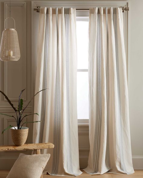 Coastal Farmhouse Curtains, Coastal Cowgirl House Decor, Coastal Curtains Living Room, Coastal Living Room Curtains, Neutral Bedroom Grey, Grey And Neutral Bedroom, Window Bedroom Decor, Neutral Earthy Bedroom, Curtains Kids Bedroom